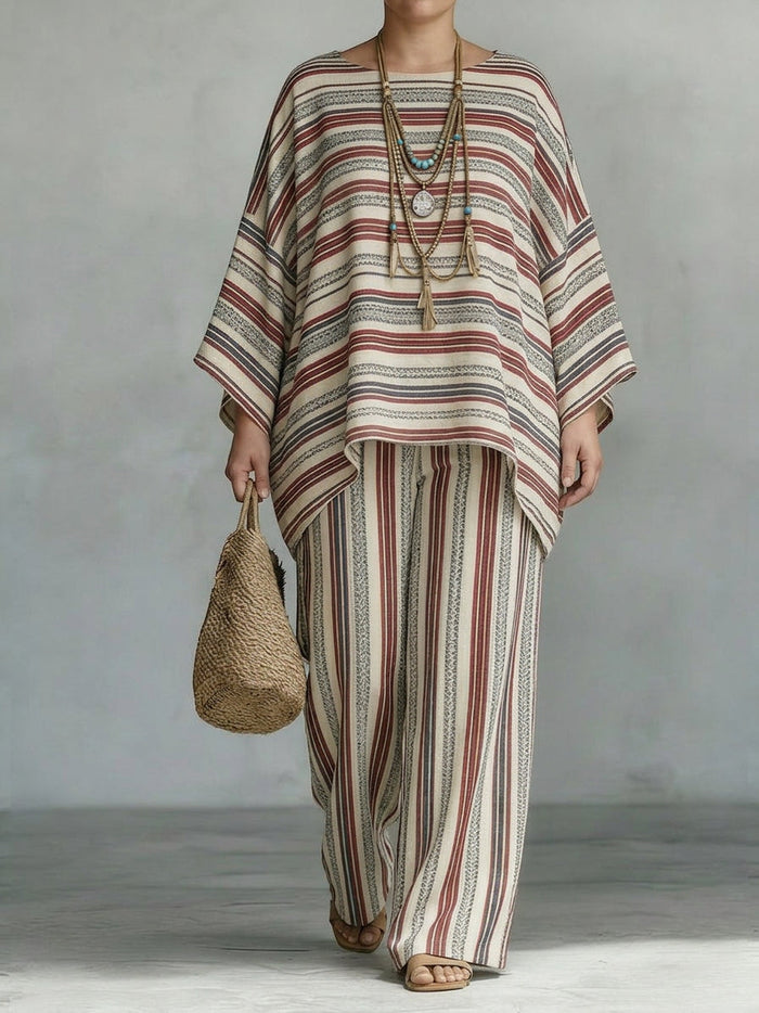 Maija | Maanläheinen Raitasetti Boho-tunikalla