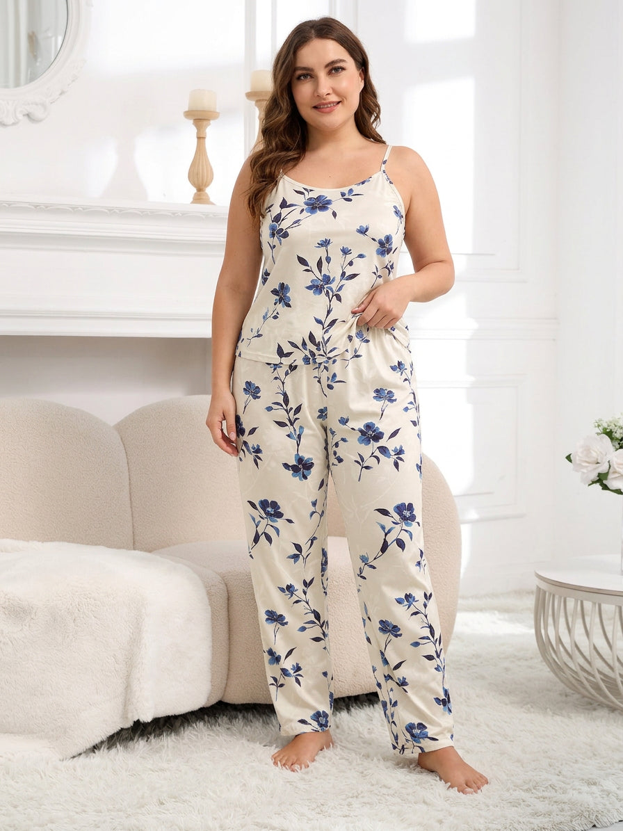 Leena | Kolmiosainen Pyjamasetti Vintage-kukkakuosilla