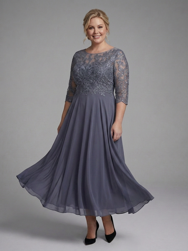Saara | Pitsinen Midimekko Läpikuultavilla Hihoilla