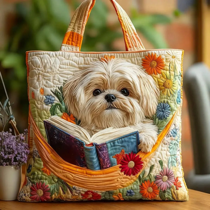 Ella | Shih Tzu -Kuvioinen Kassi Kirjoilla Ja Kukilla