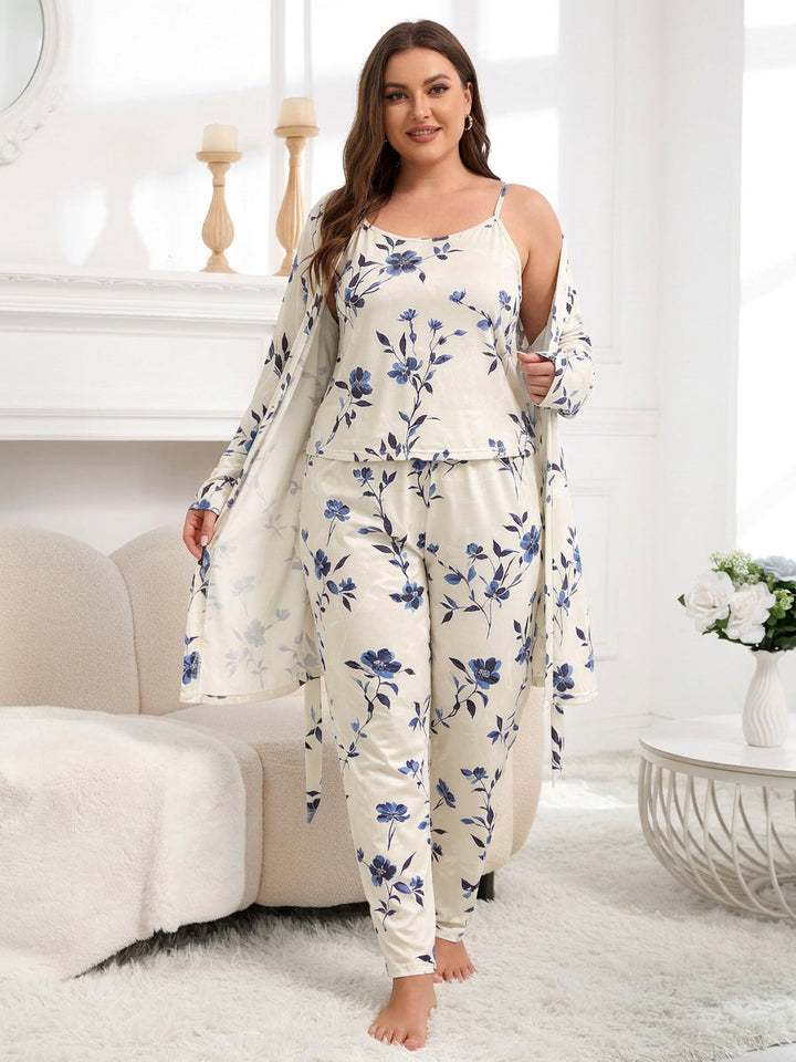 Leena | Kolmiosainen Pyjamasetti Vintage-kukkakuosilla