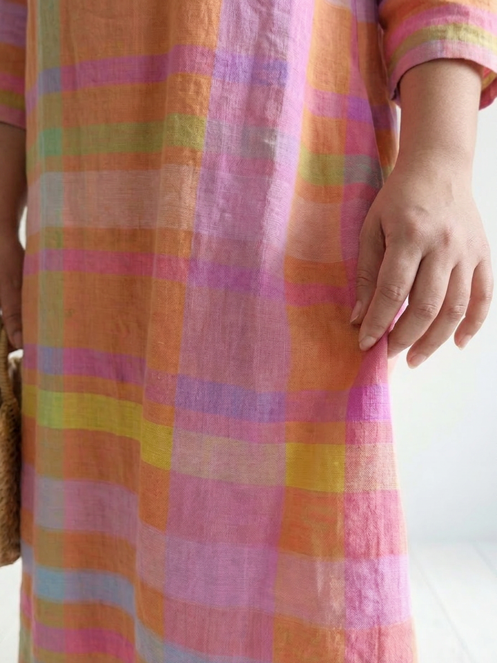 Liisa | Vaakaraitainen Midimekko Drapeerauksella