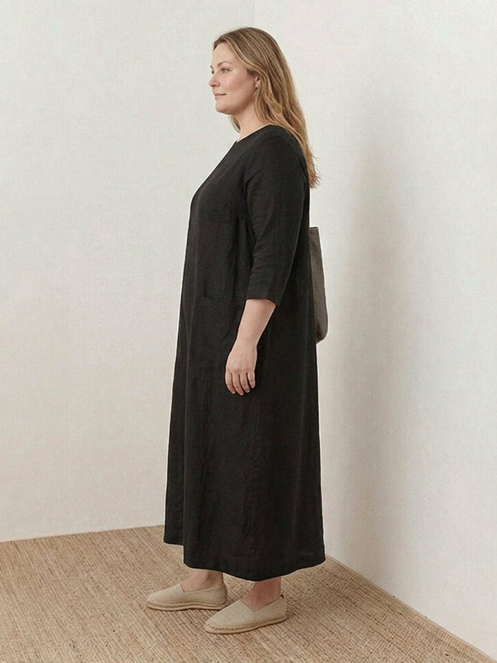 Sanna | Puuvillainen Maksimekko Läppätaskuilla