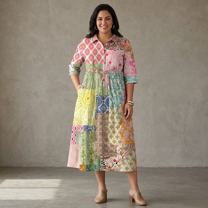 Satu | Boheemi Patchwork-mekko Solmuvyötäröllä