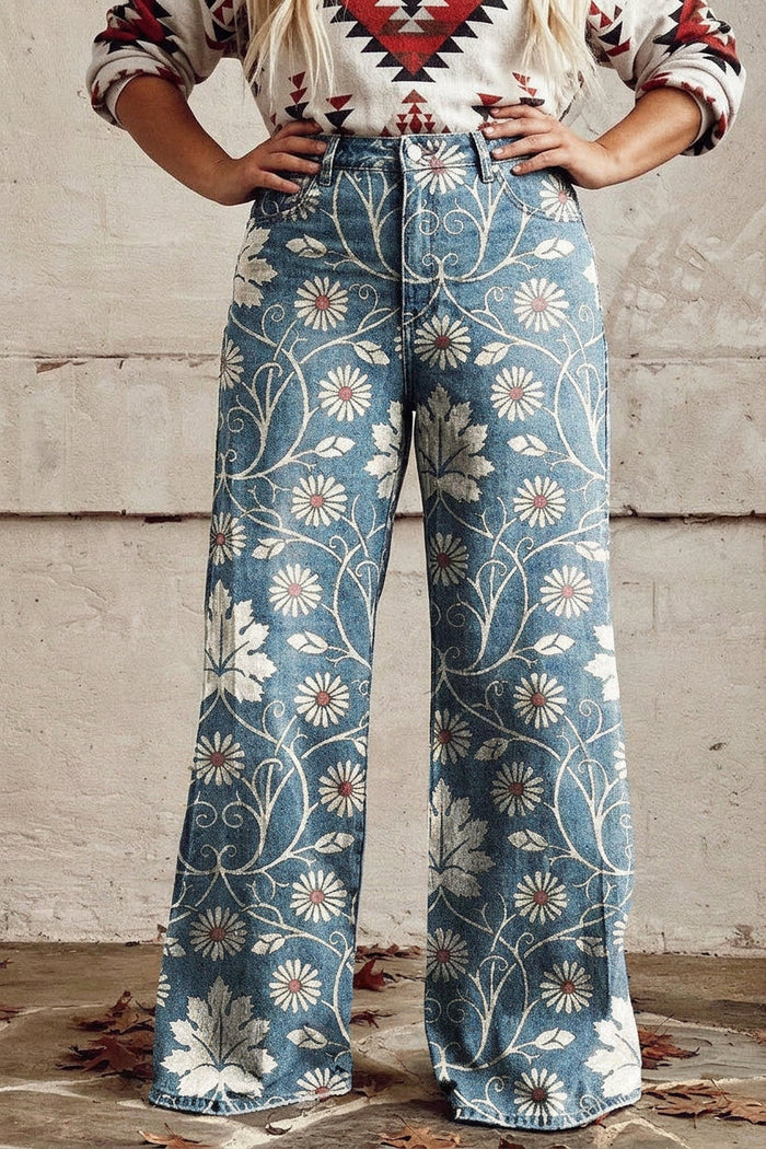 Henna | Väljät Boho-kuviohousut Arkeen