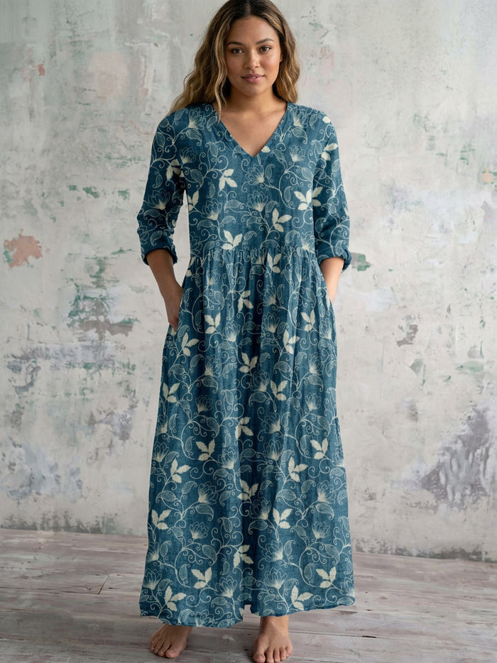 Emma | Köynnöskuvioinen Mekko Maksipituudella