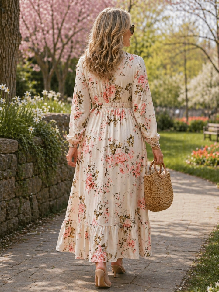 Emma | Pitkähelmainen Boho-Kukkamekko