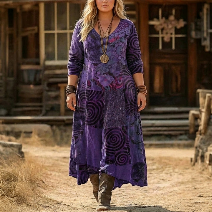 Anni | Purppura Vintage-Mekko Rennolla Siluetilla