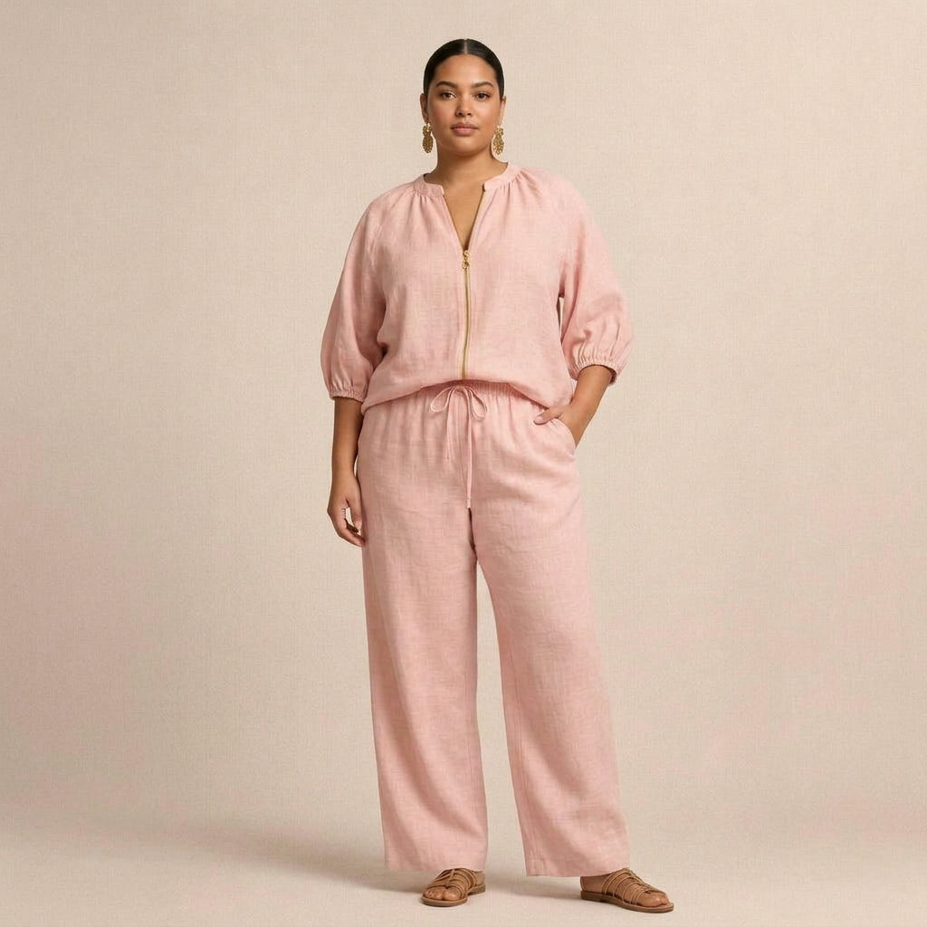 Niina | Vetoketjullinen Setti Leveillä Housuilla