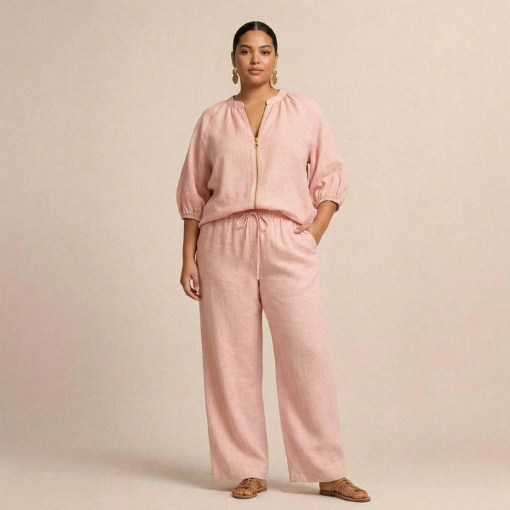 Niina | Vetoketjullinen Setti Leveillä Housuilla