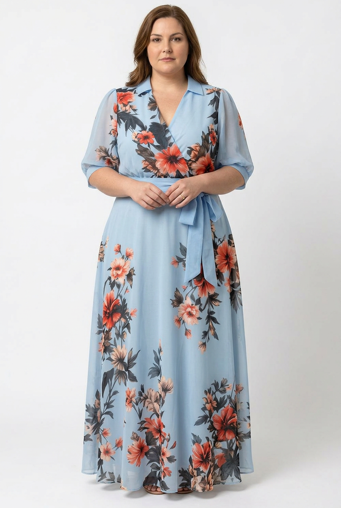 Laura | Kukallinen Kietaisumekko Lyhyillä Hihoilla