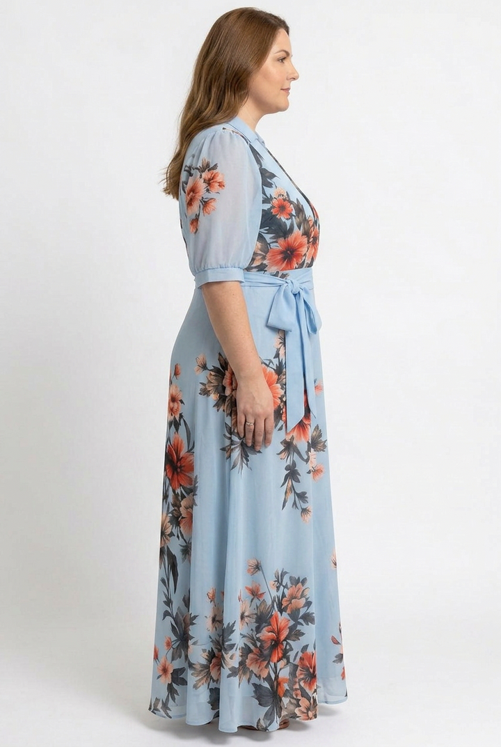 Laura | Kukallinen Kietaisumekko Lyhyillä Hihoilla