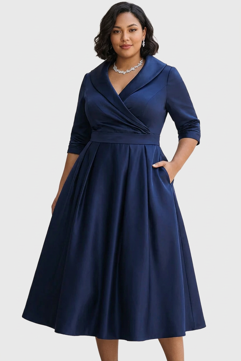 Maria - Vintage-henkinen Midimekko Rypytetyllä Pääntiellä
