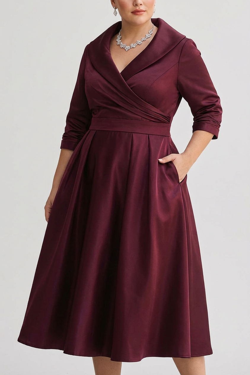 Maria - Vintage-henkinen Midimekko Rypytetyllä Pääntiellä