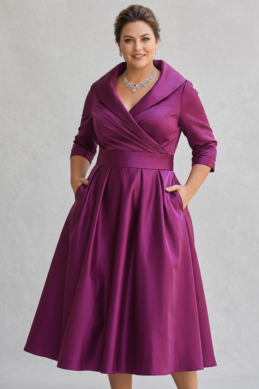 Maria - Vintage-henkinen Midimekko Rypytetyllä Pääntiellä