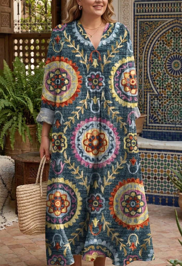 Laura | Geometrinen Vintage-Midimekko