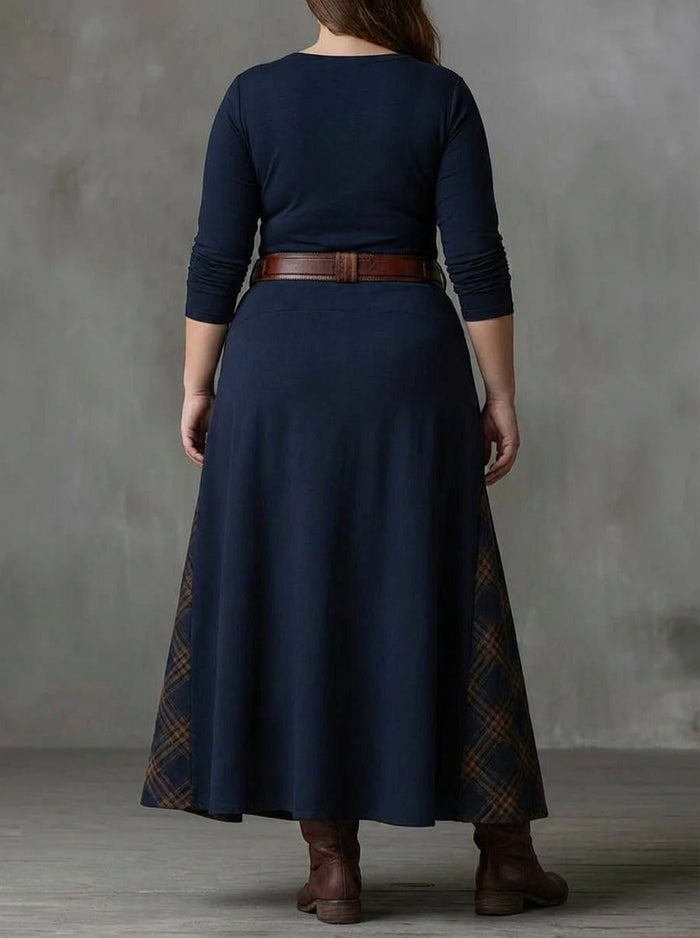 Sari | Vintage-maksimekko Keinonahkaa Ja Ruutukangasta