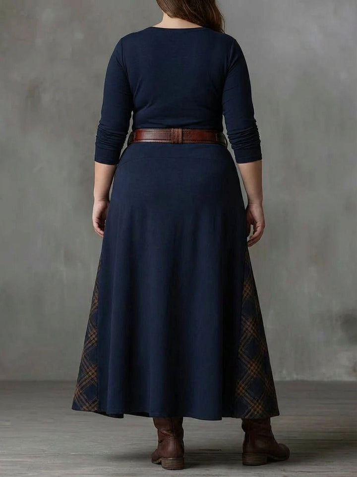 Sari | Vintage-maksimekko Keinonahkaa Ja Ruutukangasta
