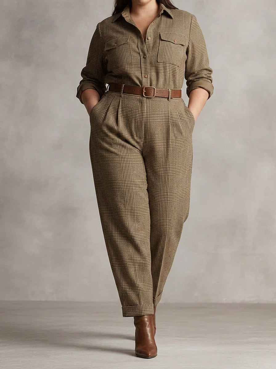 Ritva | Ruudullinen Tweed-Haalari Leveällä Lahkeella