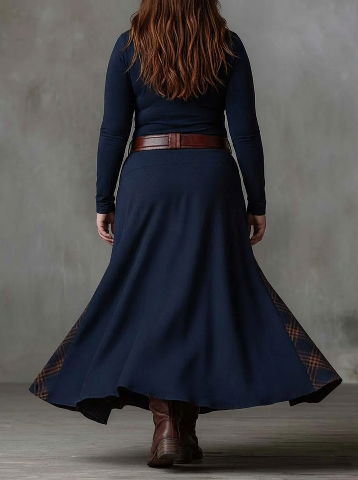 Inka | Ruutukuvioinen Pitkä Mekko Vintage-tyyliin