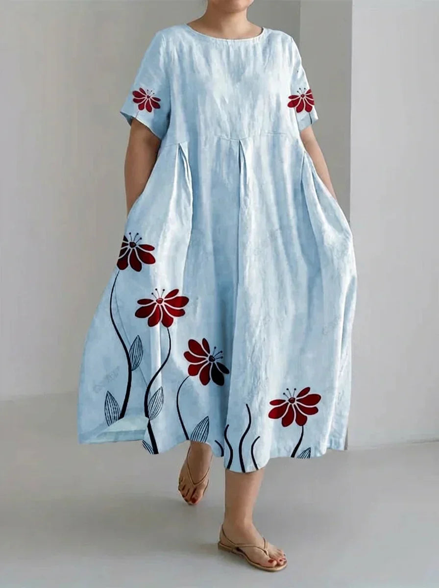 Minna | Kukkakuosinen Retromekko Taskuilla