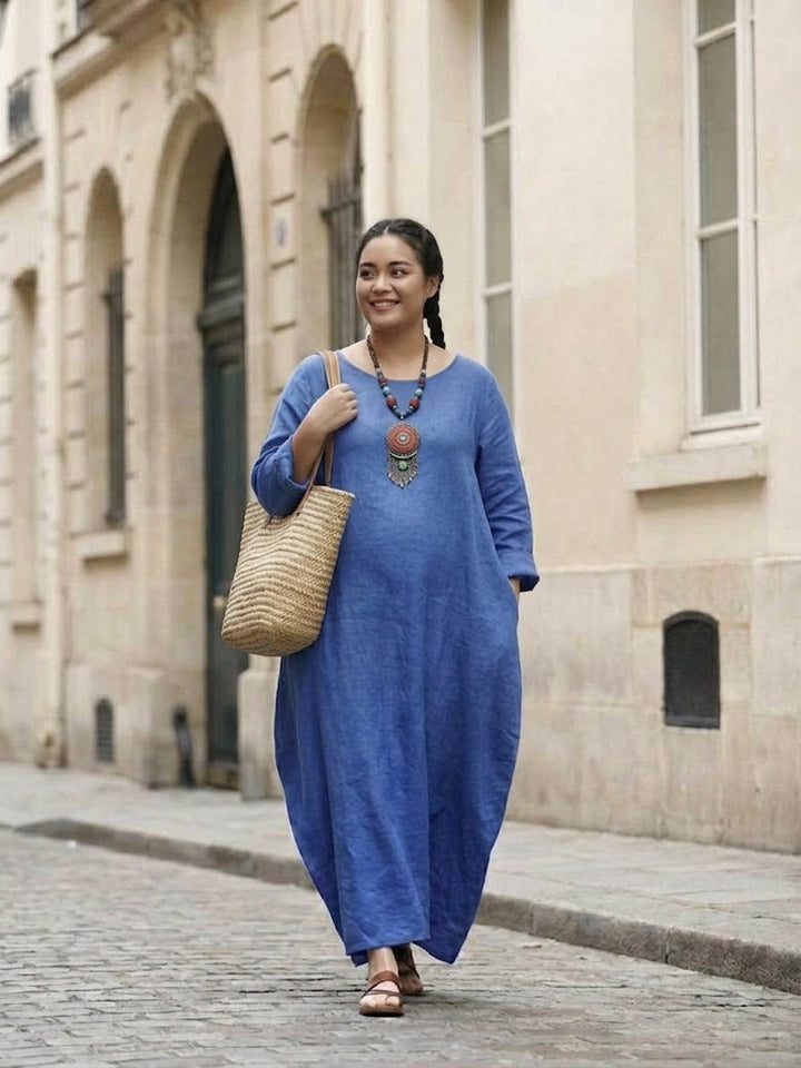 Heidi | Boheemi Lattiapituinen Mekko Pitkillä Hihoilla