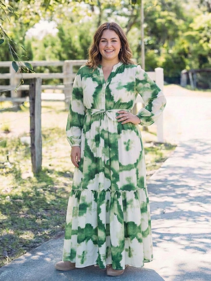 Kati | Kerroksellinen Pitkä Mekko Vyötärösoljella