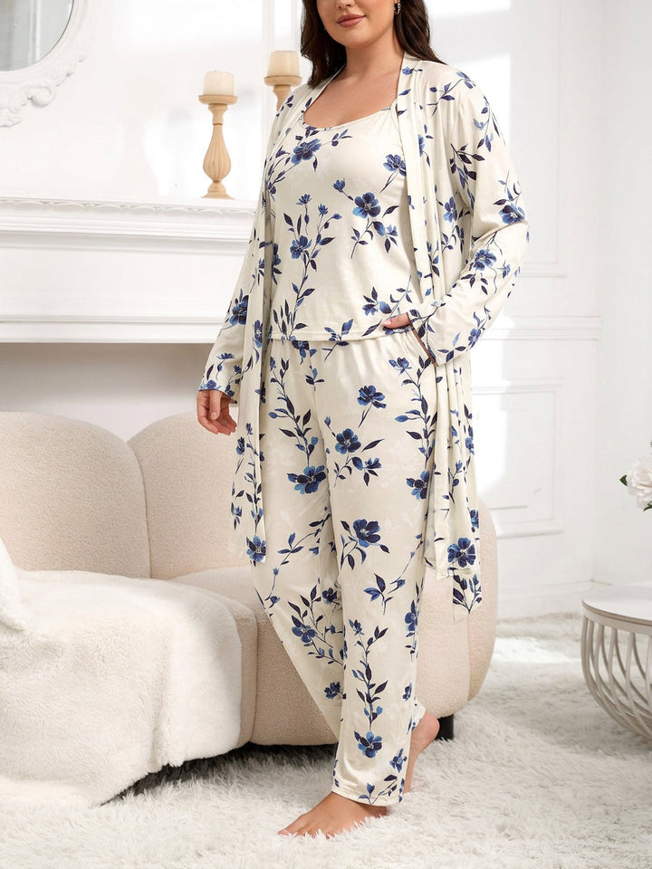 Leena | Kolmiosainen Pyjamasetti Vintage-kukkakuosilla