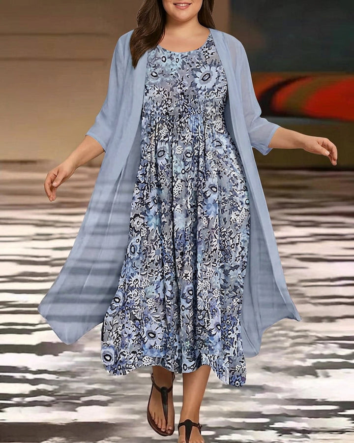 Aino | Kerroksellinen Boho-Mekko Kukkakuosilla