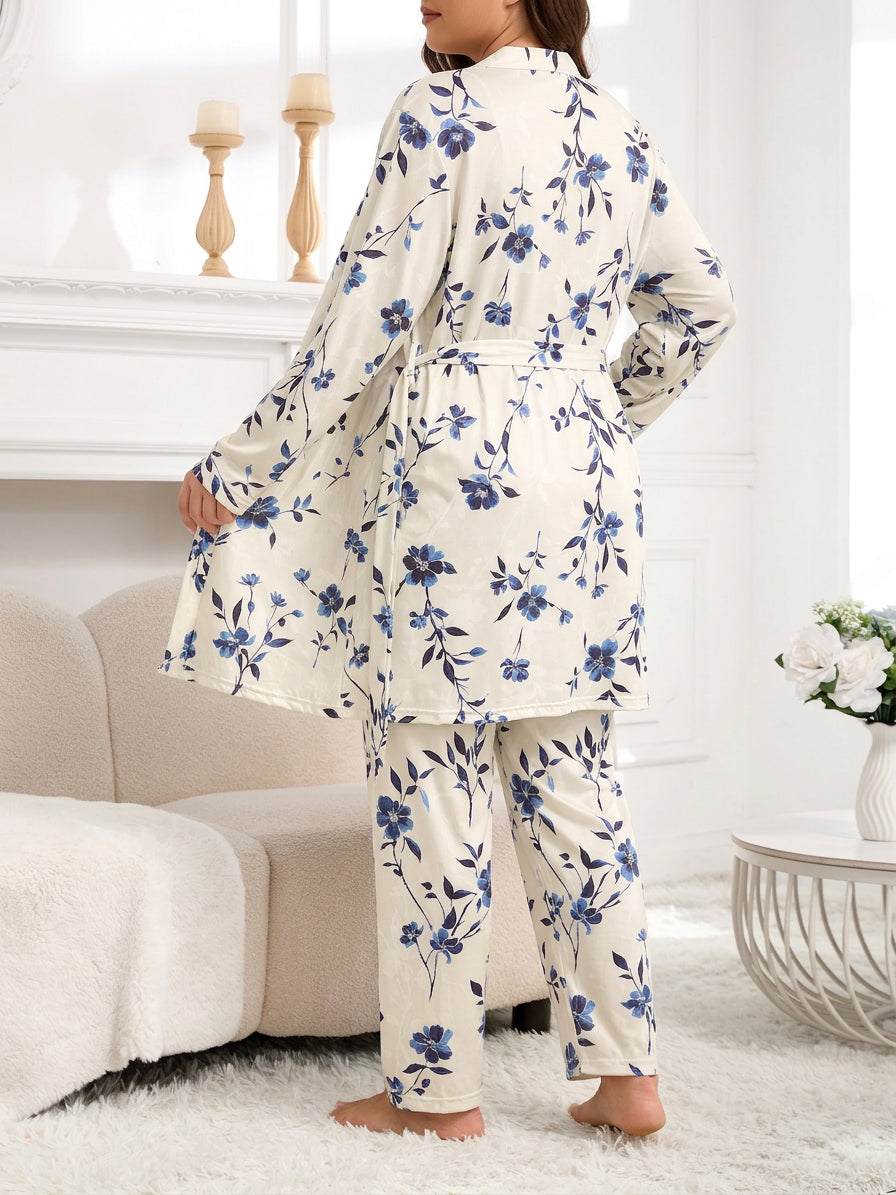 Leena | Kolmiosainen Pyjamasetti Vintage-kukkakuosilla