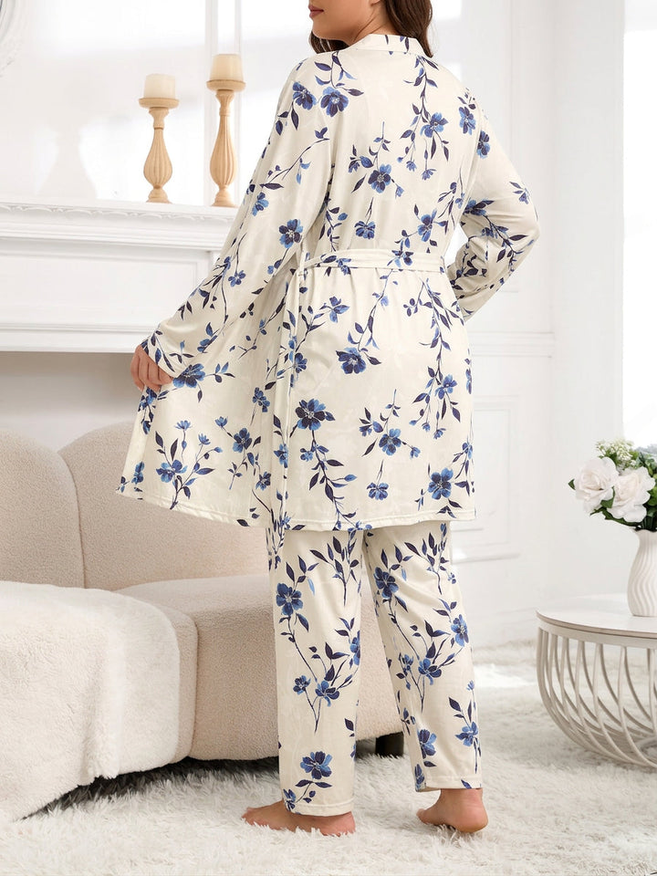 Leena | Kolmiosainen Pyjamasetti Vintage-kukkakuosilla