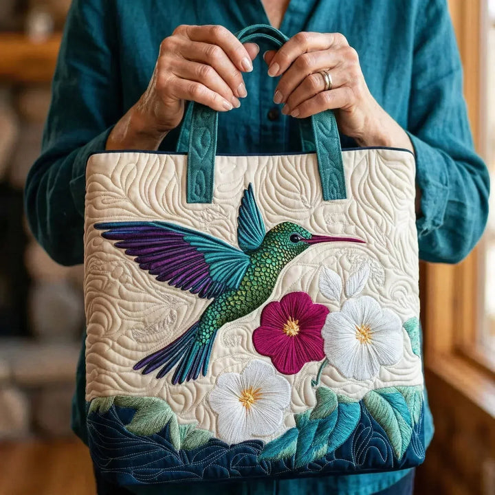 Tuuli | Kolibri- Ja Kukkakuvioinen Laukku Vetoketjulla