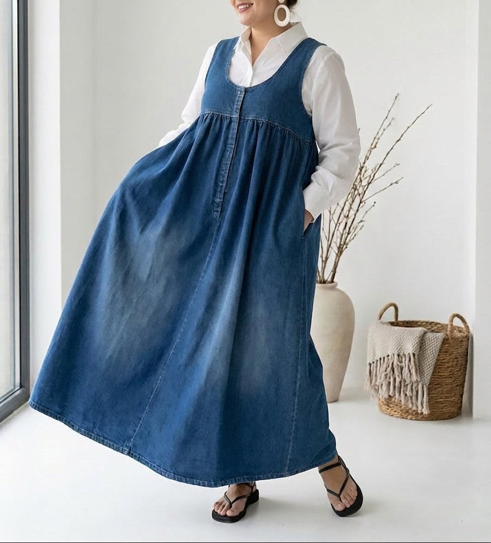Iida | Vintage-pesty Pitkä Farkkumekko