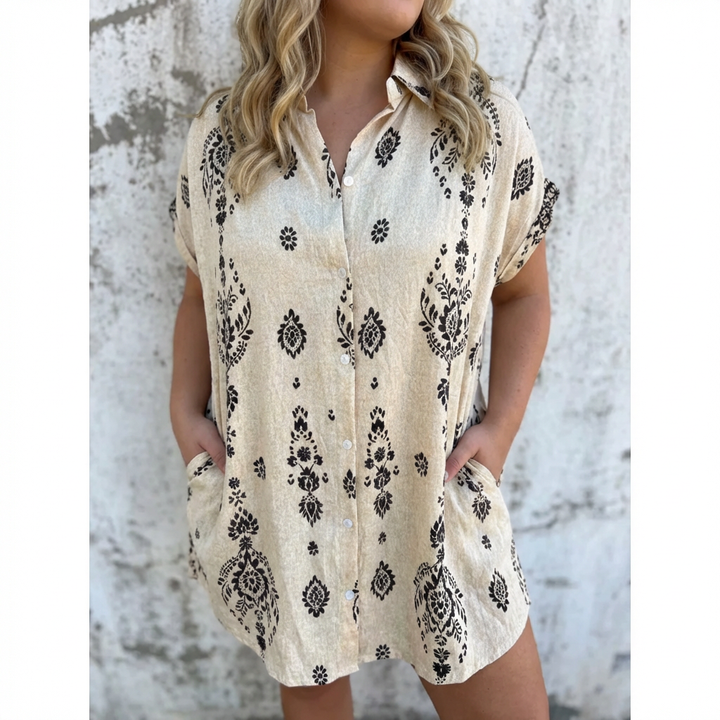 Johanna | Vintage-henkinen Boho-paitamekko Napituksella