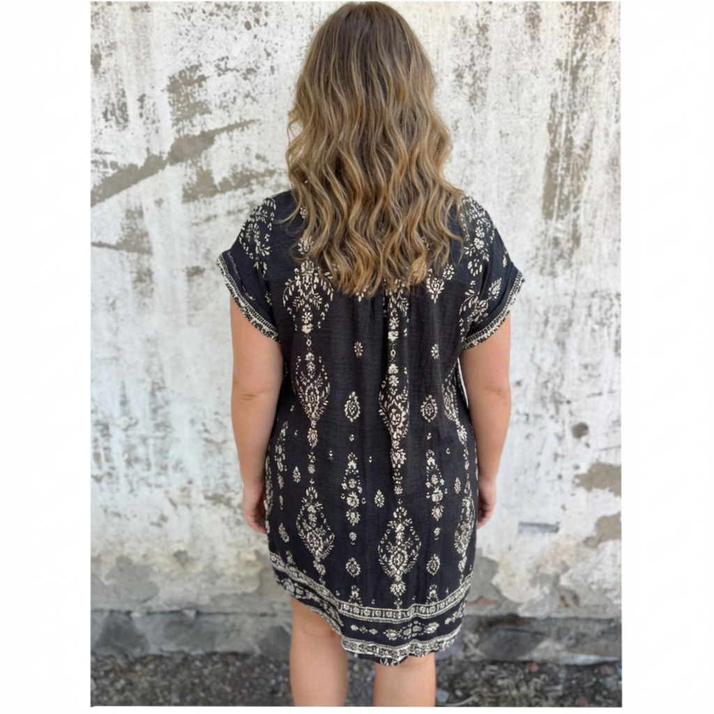 Johanna | Vintage-henkinen Boho-paitamekko Napituksella