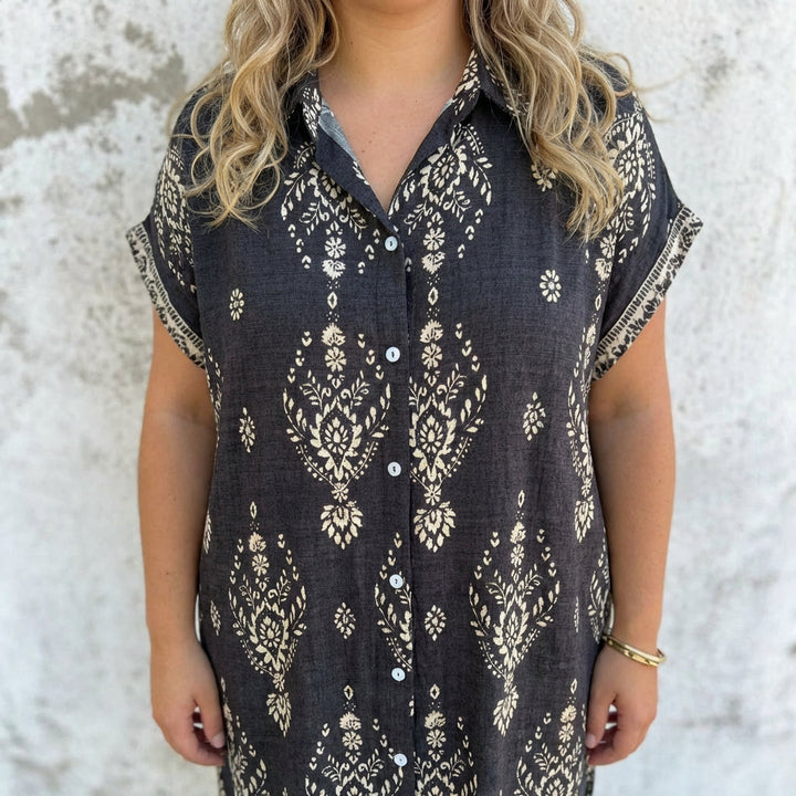 Johanna | Vintage-henkinen Boho-paitamekko Napituksella