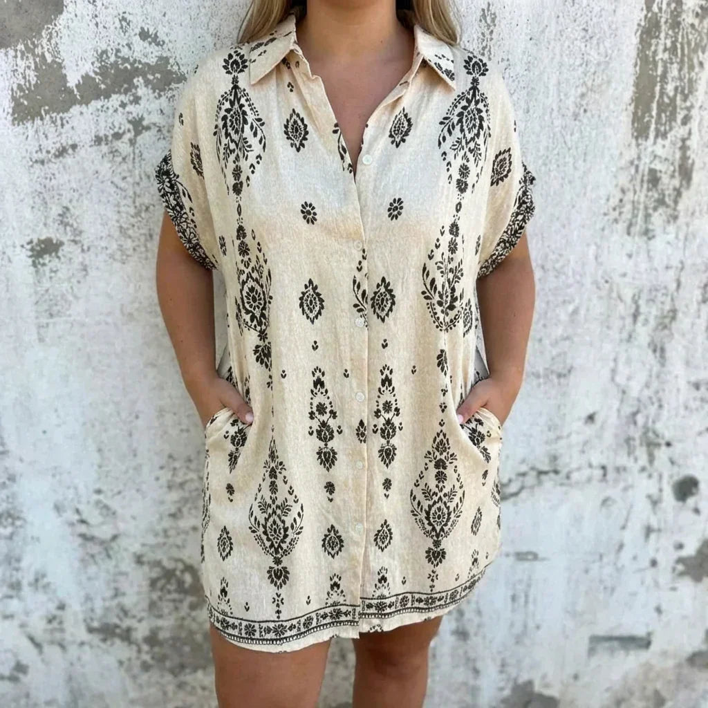 Johanna | Vintage-henkinen Boho-paitamekko Napituksella