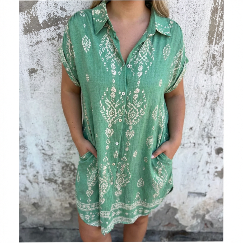 Johanna | Vintage-henkinen Boho-paitamekko Napituksella